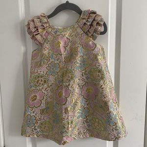 Pippa and Julie Toddler Dress SIZE 3T, Pink, Teal and Gold